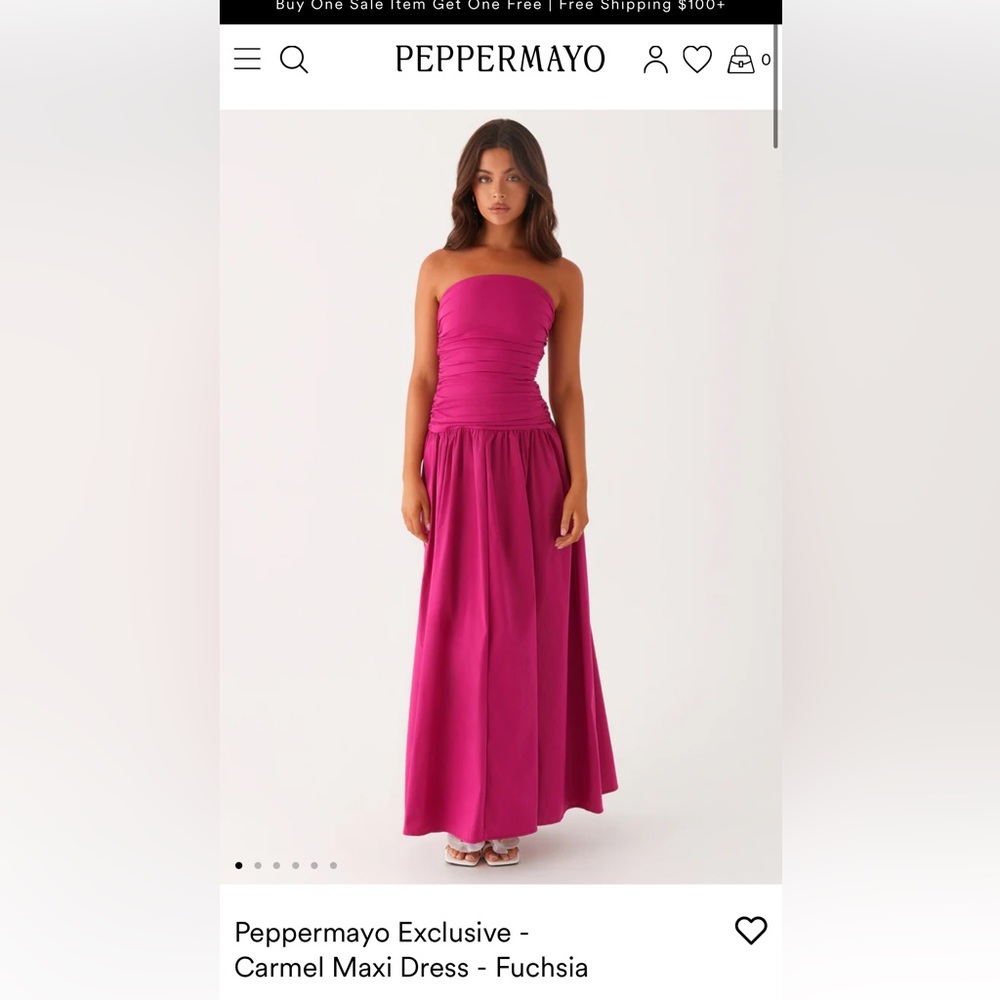 Fuchsia Strapless Maxi Dress (Carmel Maxi Dress by Peopermayo)